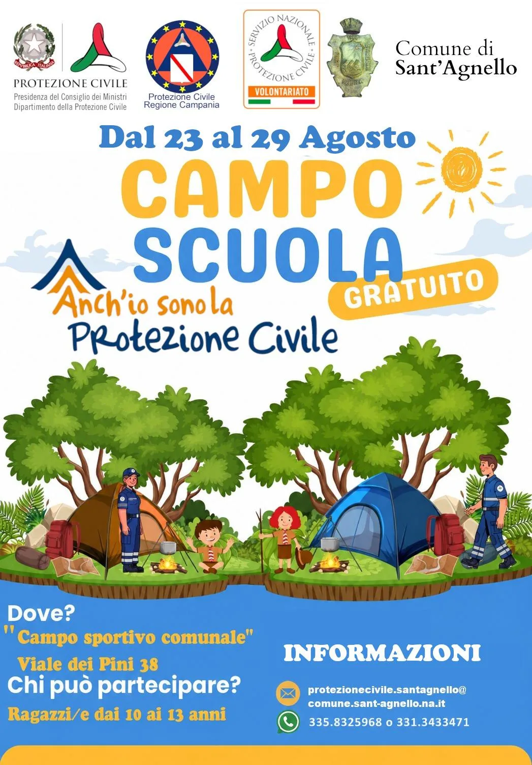 Locandina Campo Scuola Protezione Civile 2026 - Sant'Agnello