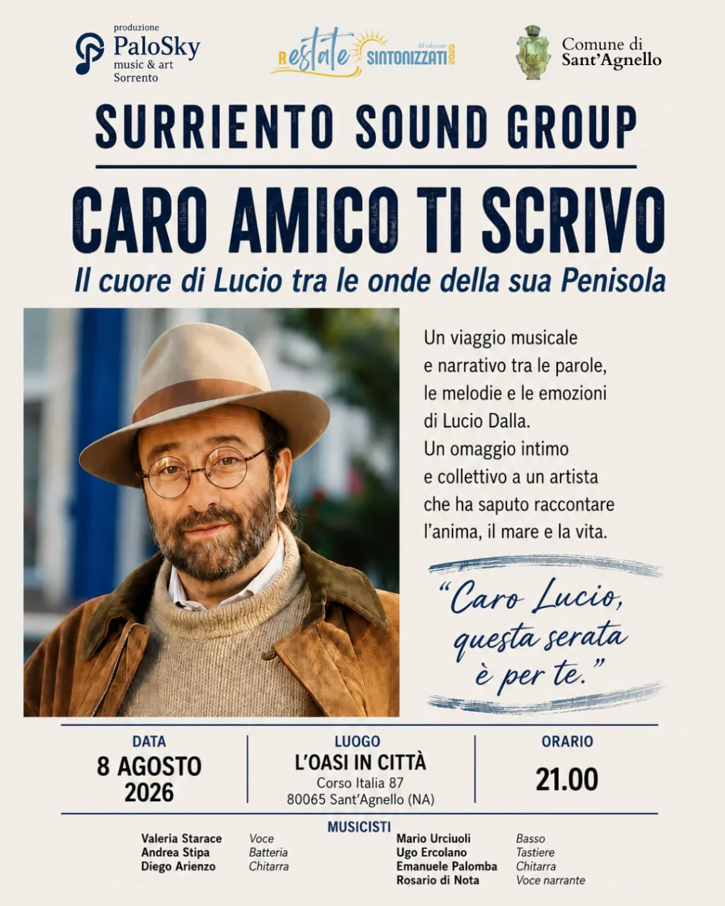 Locandina Caro amico ti scrivo omaggio a Lucio Dalla - Sant'Agnello